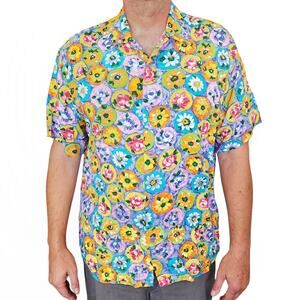 vintage JAMS WORLD tropical floral print button down classic Hawaiian shirt Sz L